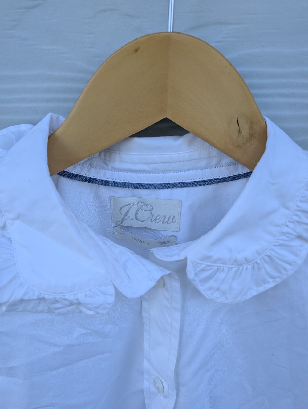 J Crew Blouse Size 6 White Cotton Collar Long Sleeve Buttondown Classic Preppy - Picture 4 of 6